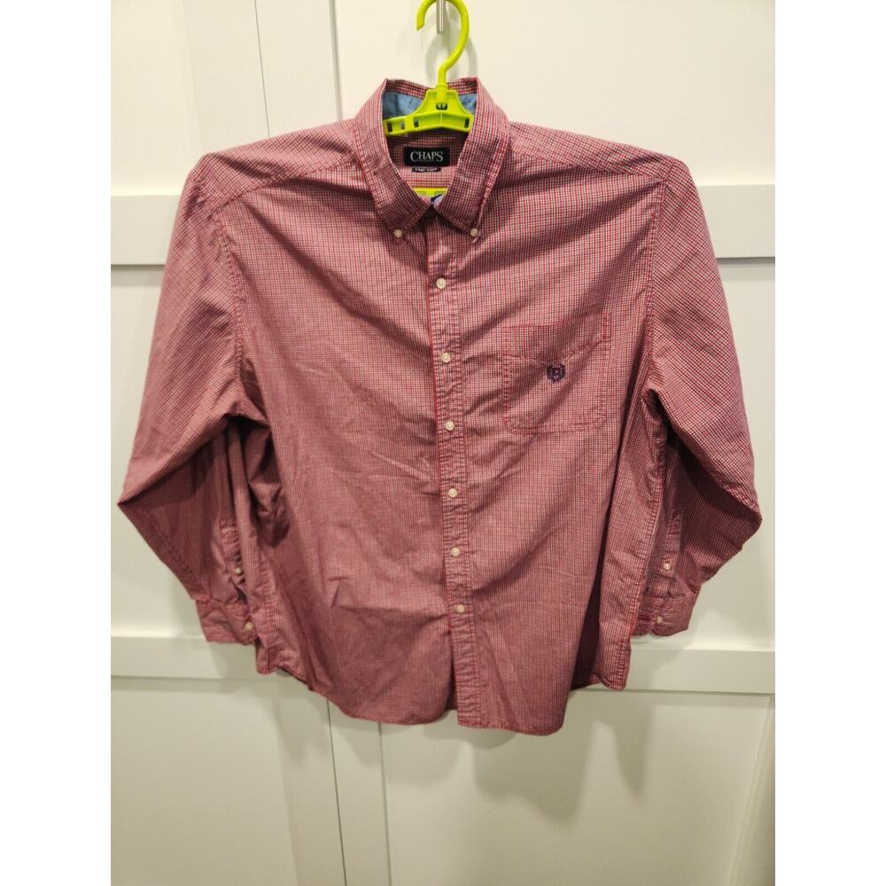 Chaps Shirt Mens 2XB Red Plaid Long Sleeve Big & Tall Preppy Academia Dadcore